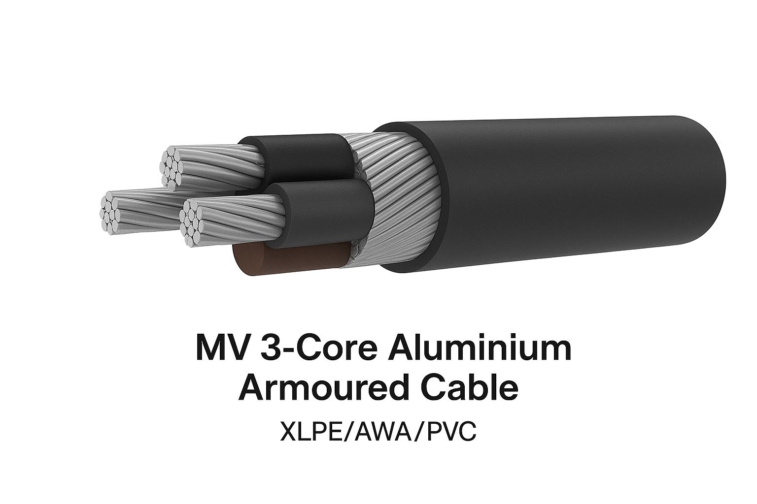 MV 3-Core Aluminium Armoured Cable (XLPE/AWA/PVC)